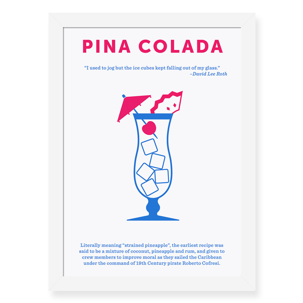 Quadro Decorativo 23x33cm Nerderia e Lojaria drinks pina colada preto