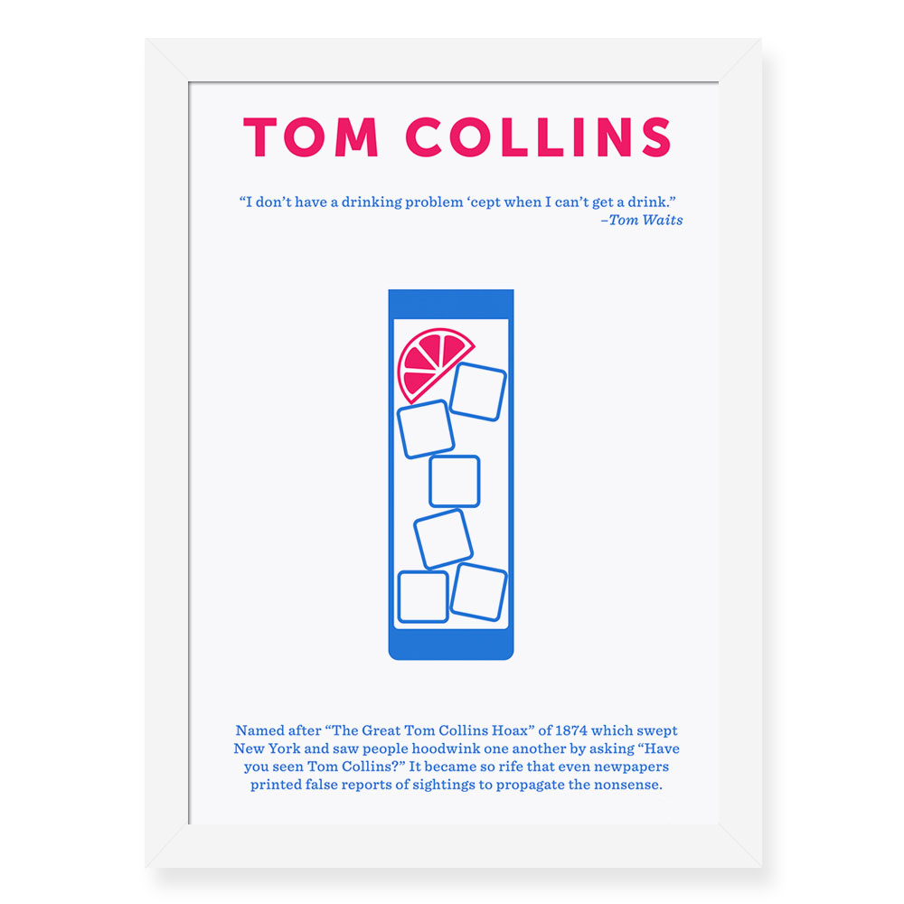 Quadro Decorativo 23x33cm Nerderia e Lojaria drinks tom collins preto