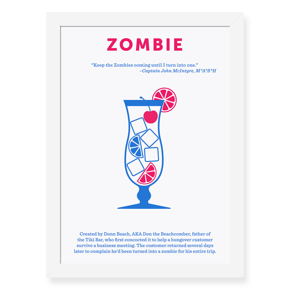 Quadro Decorativo 23x33cm Nerderia e Lojaria drinks zombie branco