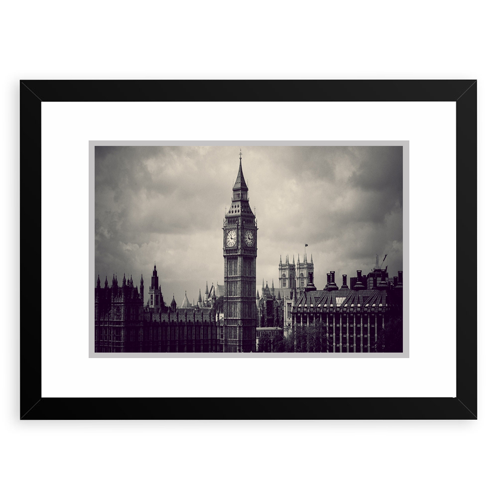 Quadro Decorativo 33x43cm Nerderia e Lojaria  big ben 02 preto