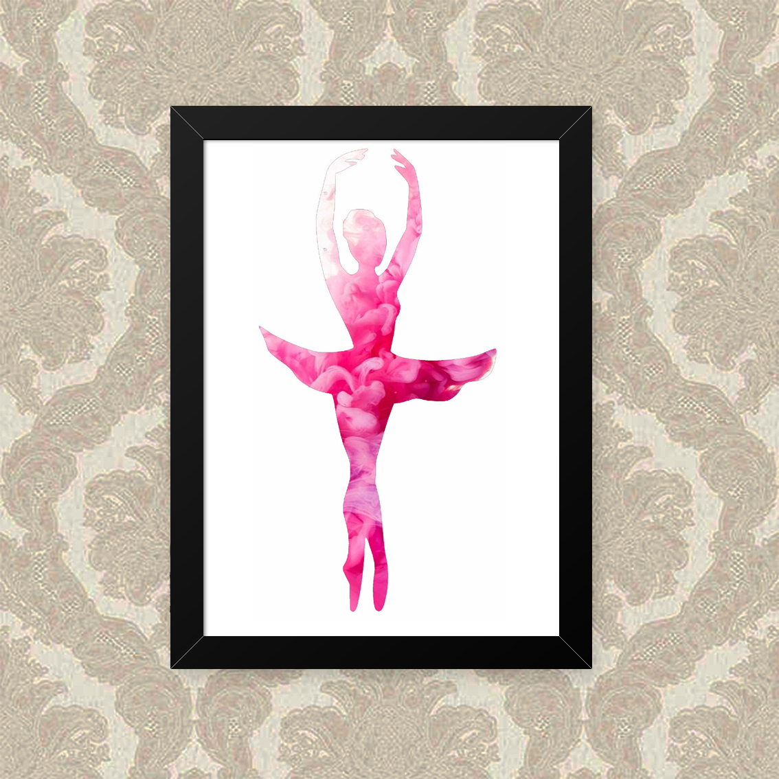 Quadro Decorativo 33x43cm Nerderia e Lojaria bailarina rosa preto