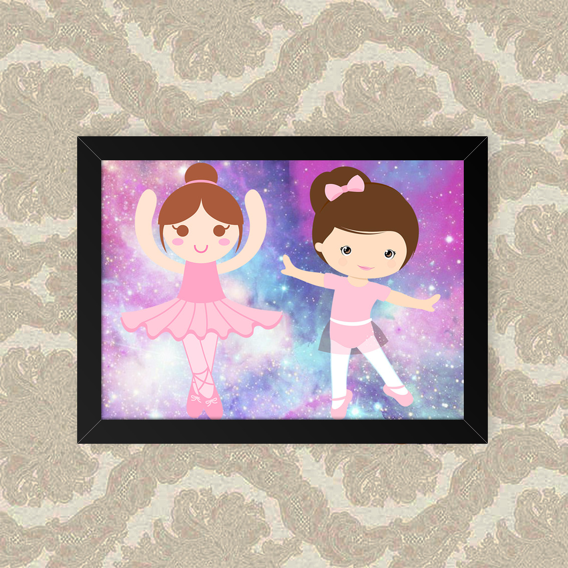 Quadro Decorativo 33x43cm Nerderia e Lojaria balle meninas preto