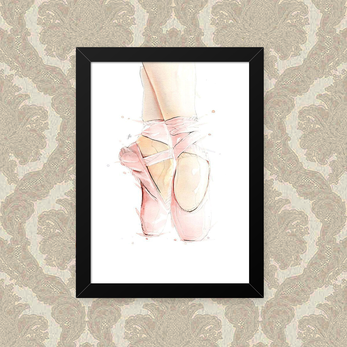 Quadro Decorativo 33x43cm Nerderia e Lojaria ballet sapatilha preto