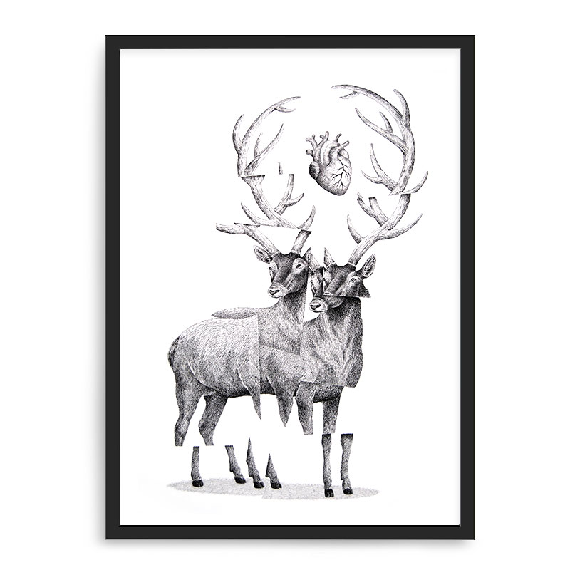 Quadro Decorativo 33x43cm Nerderia e Lojaria caracao veado preto