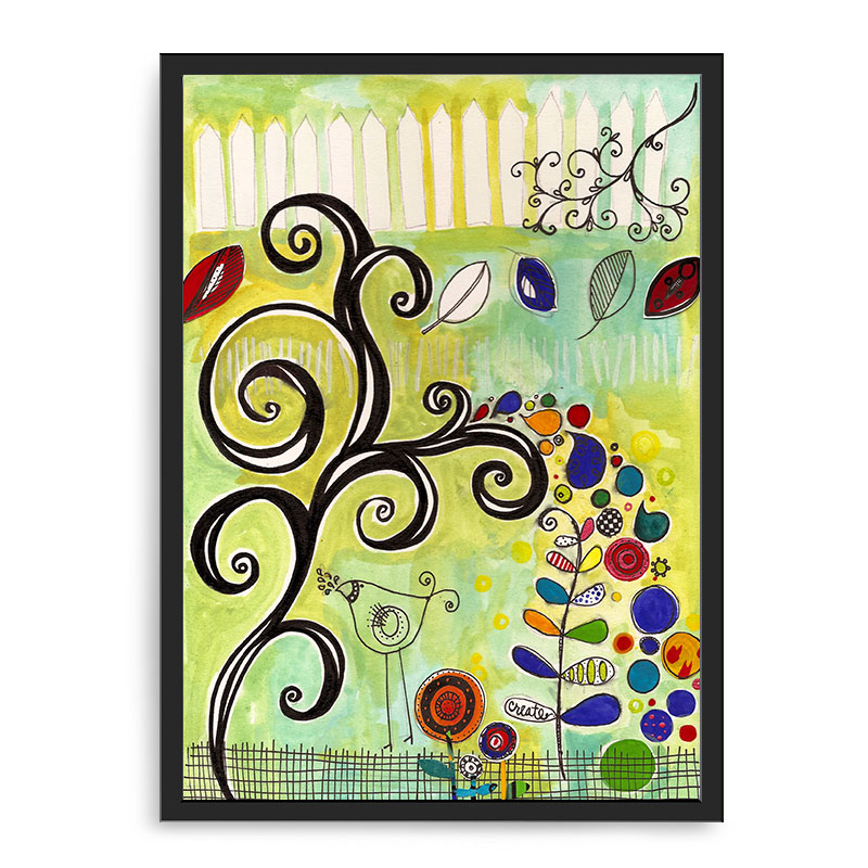 Quadro Decorativo 33x43cm Nerderia e Lojaria color florais preto