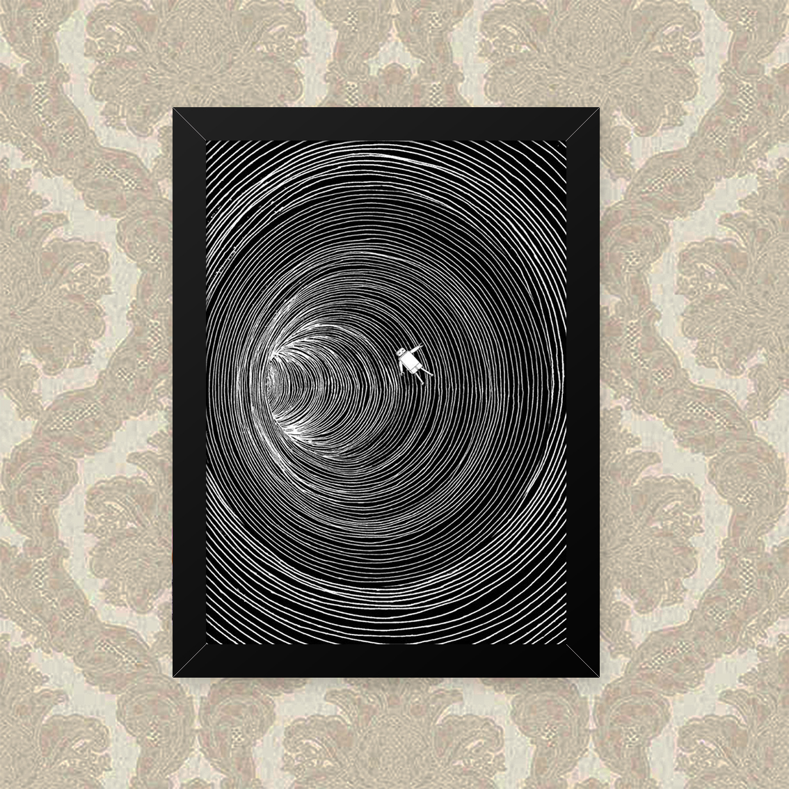 Quadro Decorativo 33x43cm Nerderia e Lojaria espiral preto