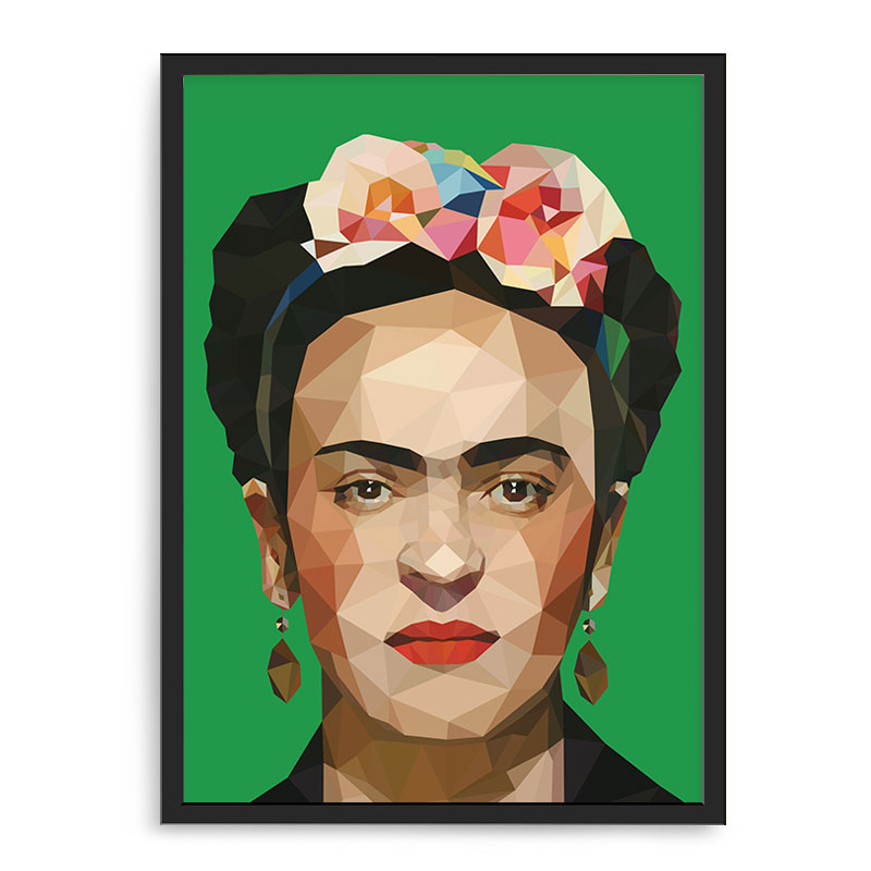 Quadro Decorativo 33x43cm Nerderia e Lojaria frida geometrica preto
