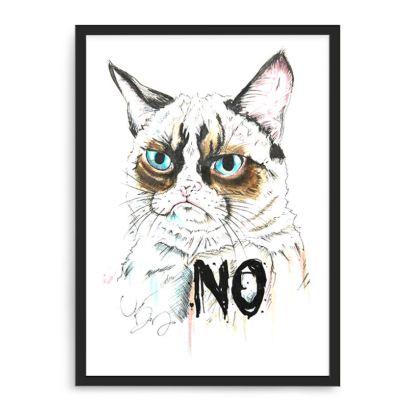 Quadro Decorativo 33x43cm Nerderia e Lojaria gato no preto