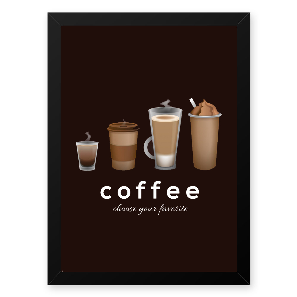 Quadro Decorativo 33x43cm Nerderia e Lojaria graos cafe choose preto