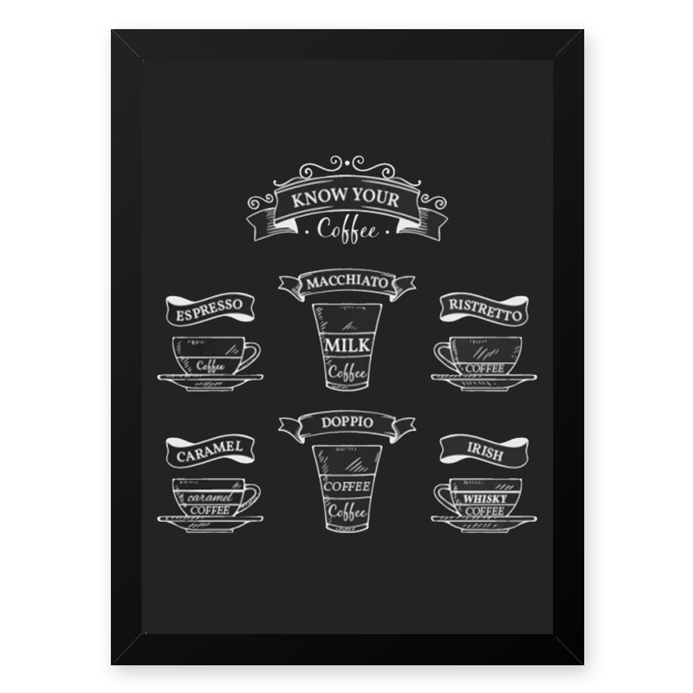 Quadro Decorativo 33x43cm Nerderia e Lojaria graos cafe know your preto