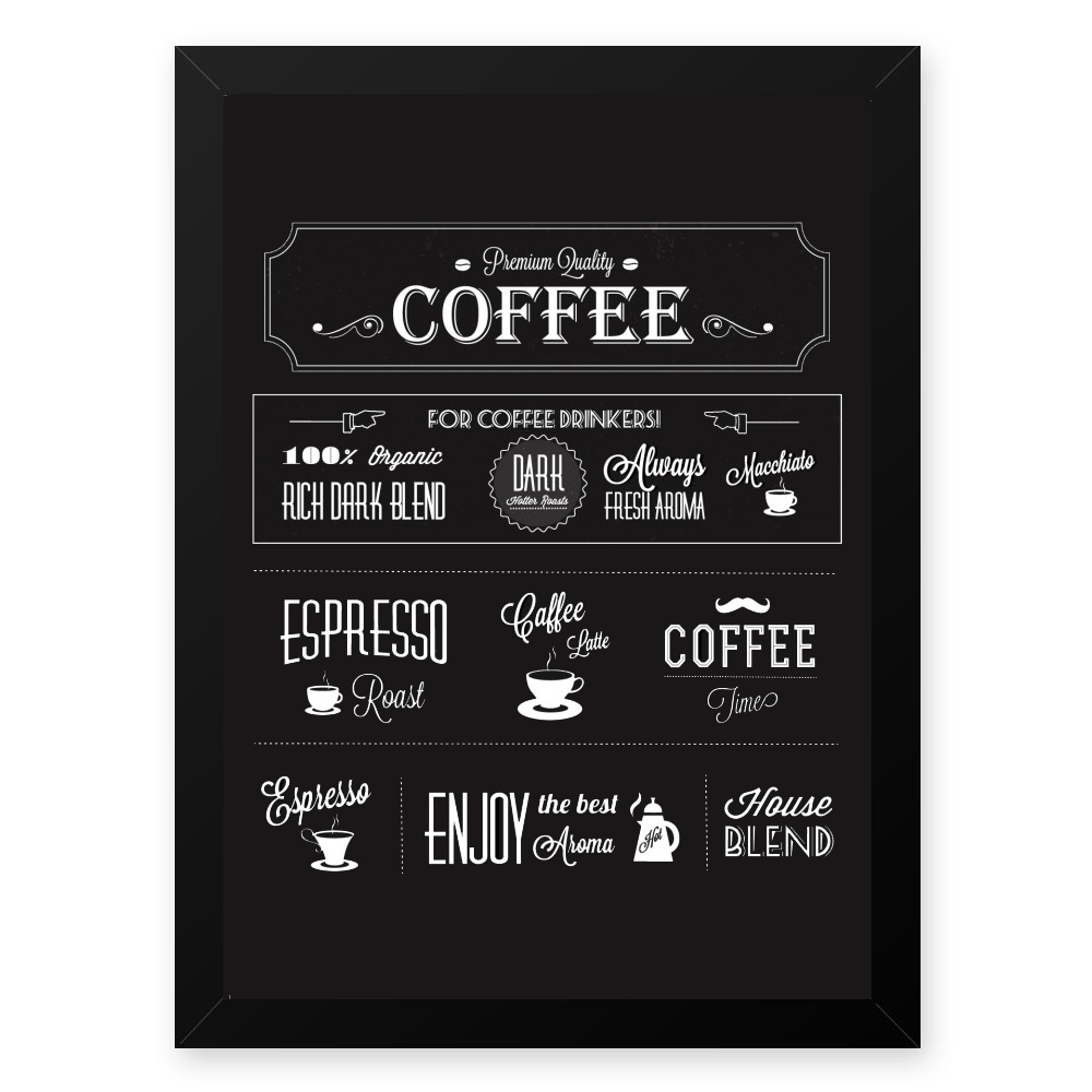 Quadro Decorativo 33x43cm Nerderia e Lojaria graos cafe premium quality preto