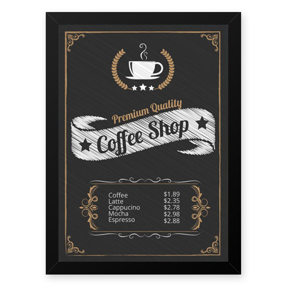 Quadro Decorativo 33x43cm Nerderia e Lojaria graos cafe shop preto