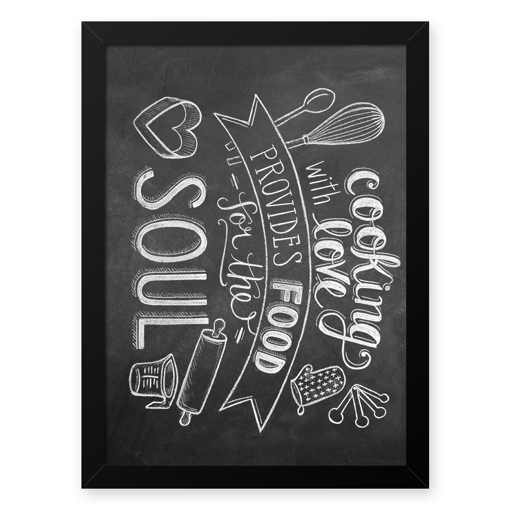 Quadro Decorativo 33x43cm Nerderia e Lojaria lousa food soul preto