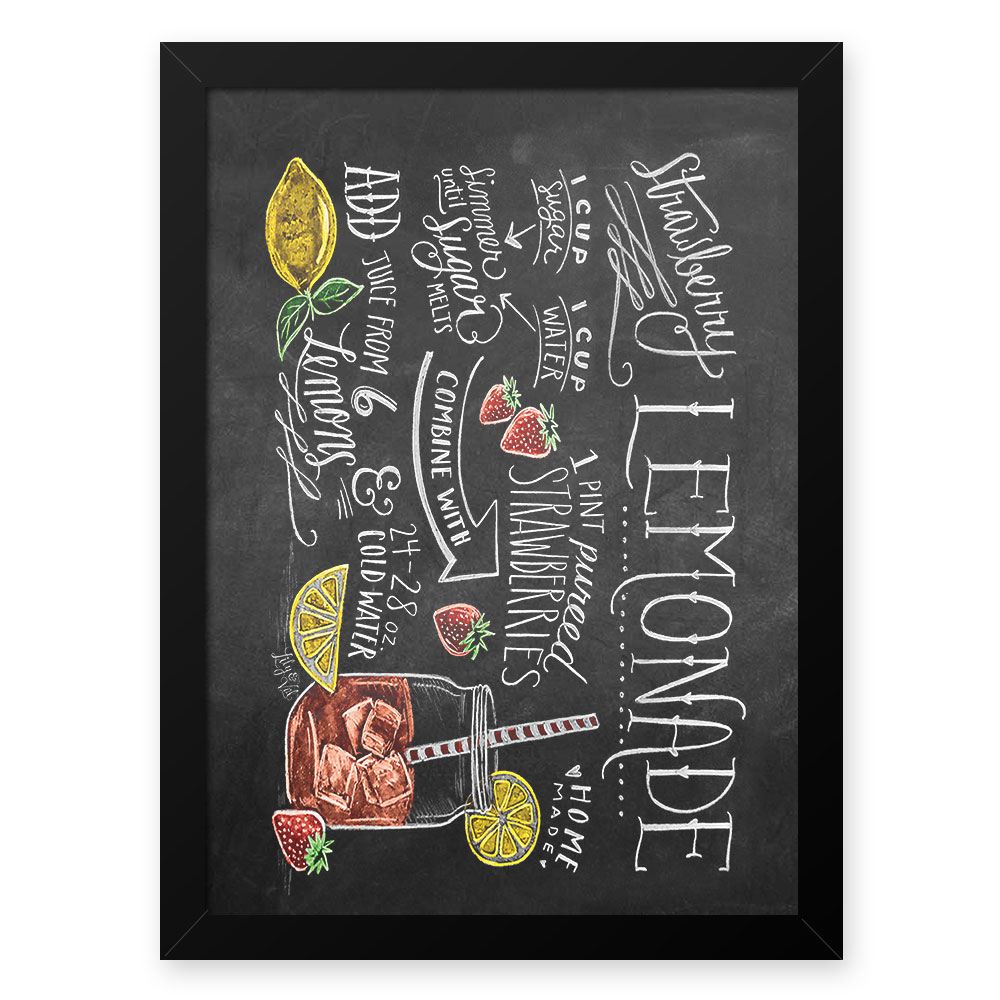 Quadro Decorativo 33x43cm Nerderia e Lojaria lousa lemonade preto