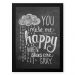 Quadro Decorativo 33x43cm Nerderia e Lojaria lousa make me happy preto