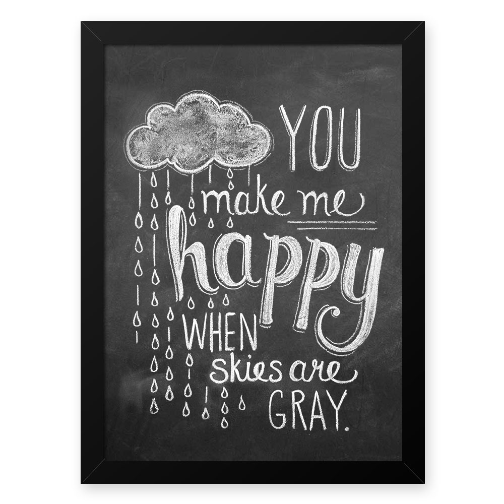 Quadro Decorativo 33x43cm Nerderia e Lojaria lousa make me happy preto