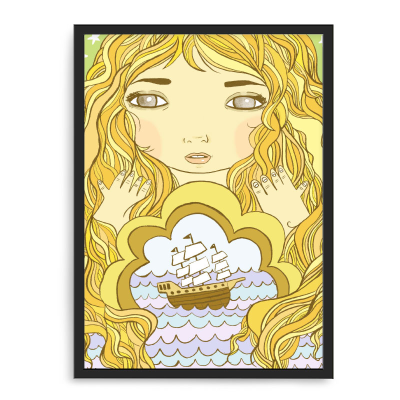 Quadro Decorativo 33x43cm Nerderia e Lojaria mocinha da mar preto