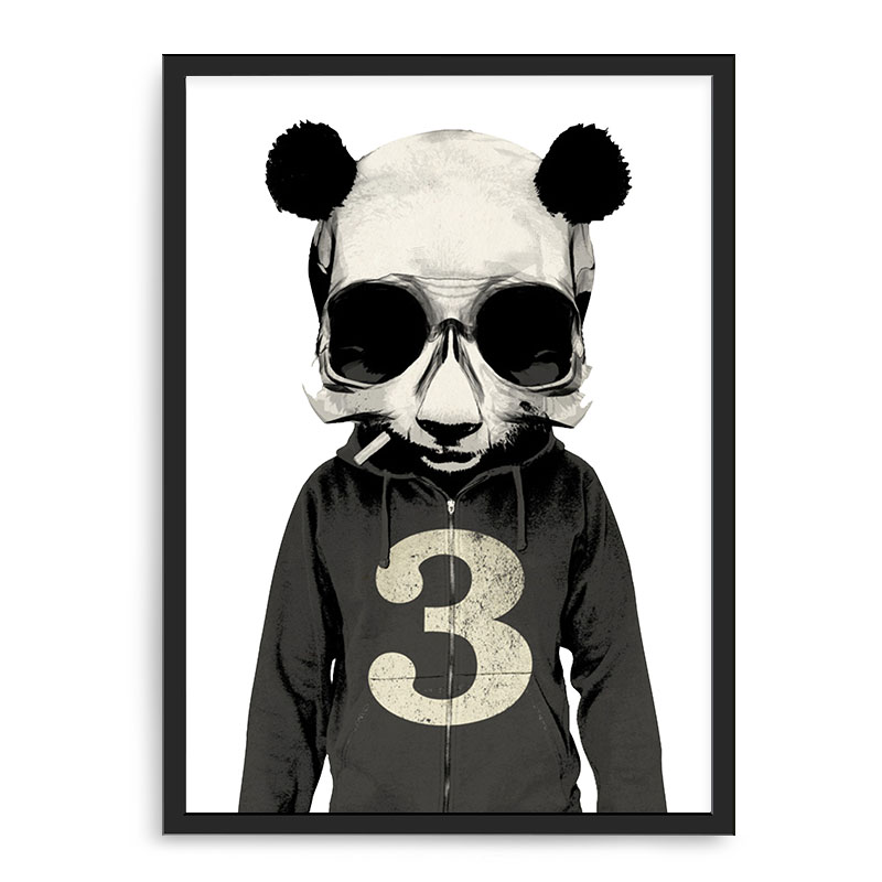 Quadro Decorativo 33x43cm Nerderia e Lojaria panda fumando preto