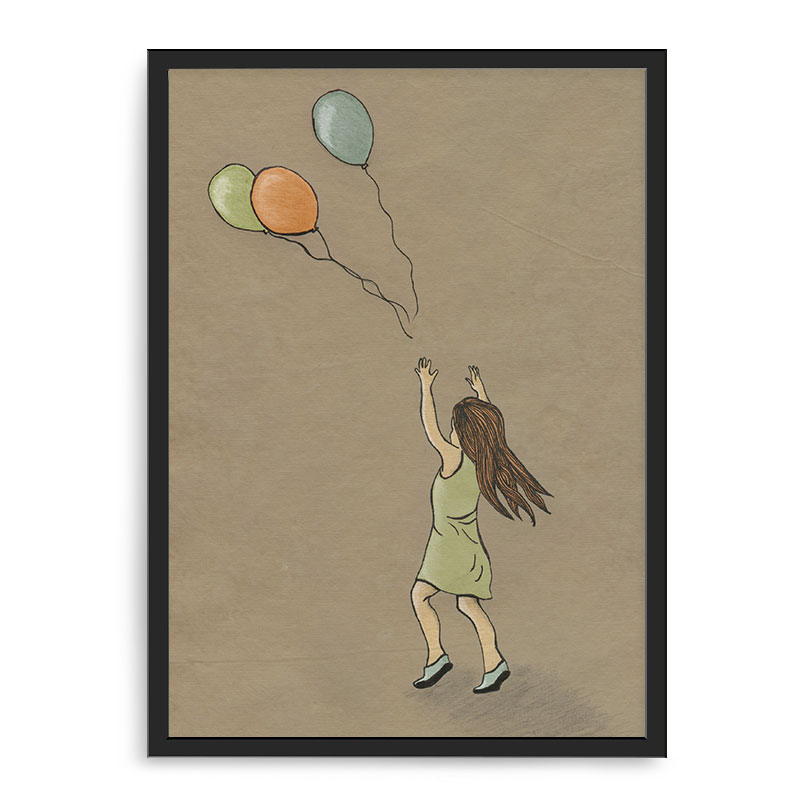 Quadro Decorativo 33x43cm Nerderia e Lojaria perda de balao preto