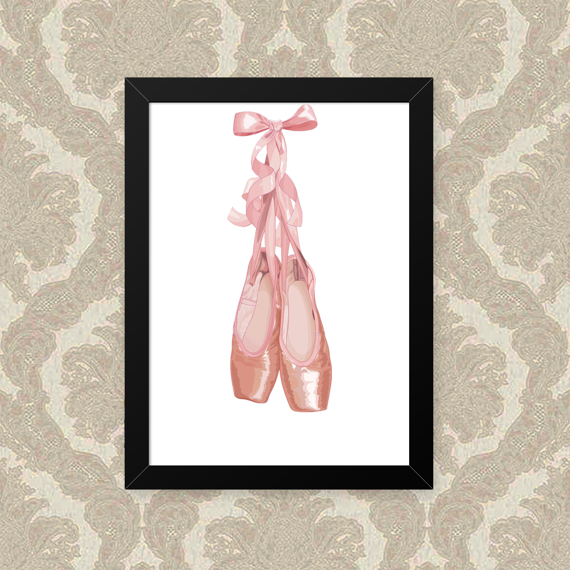 Quadro Decorativo 33x43cm Nerderia e Lojaria sapatilha rosa preto