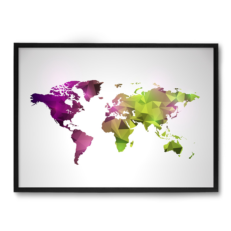 Quadro Decorativo 33x43cm Nerderia e Lojaria world geometrico preto