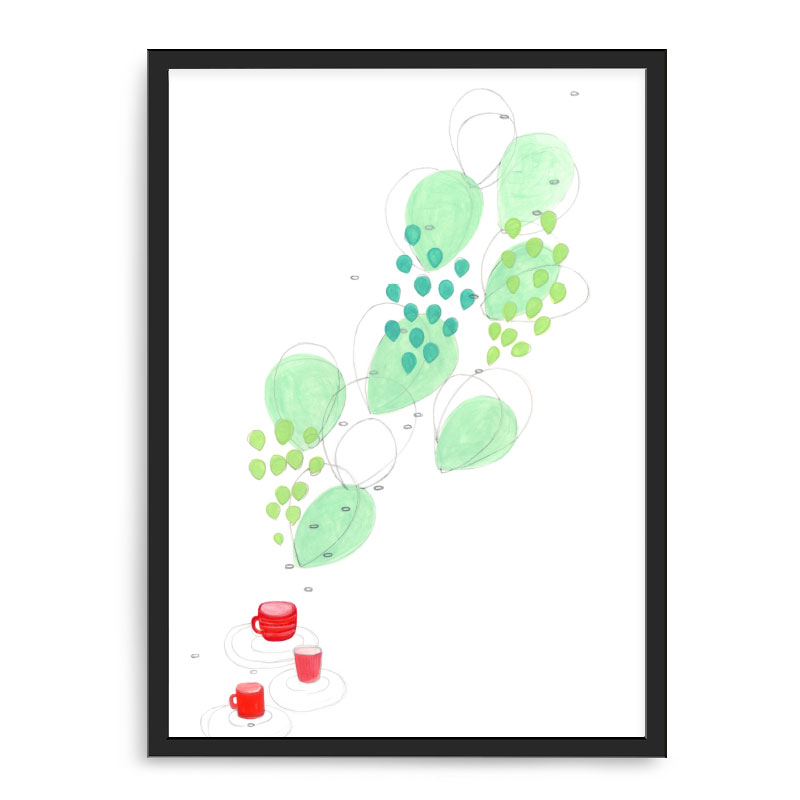 Quadro Decorativo 33x43cm Nerderia e Lojaria xicaras vermelhas preto