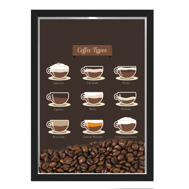 Quadro Decorativo Café grãos Nerderia 30x40 Tipos