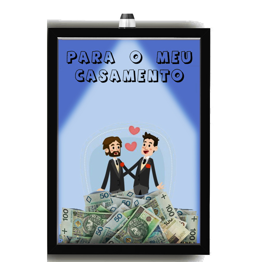 Quadro Decorativo Cofrinho Casamento  Nerderia - Iluminação Led