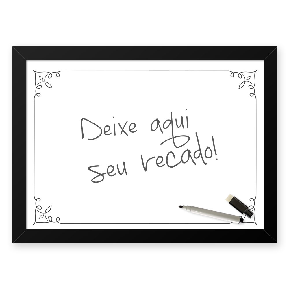 Quadro Decorativo Para Recados  33x43cm Nerderia e Lojaria linhas preto