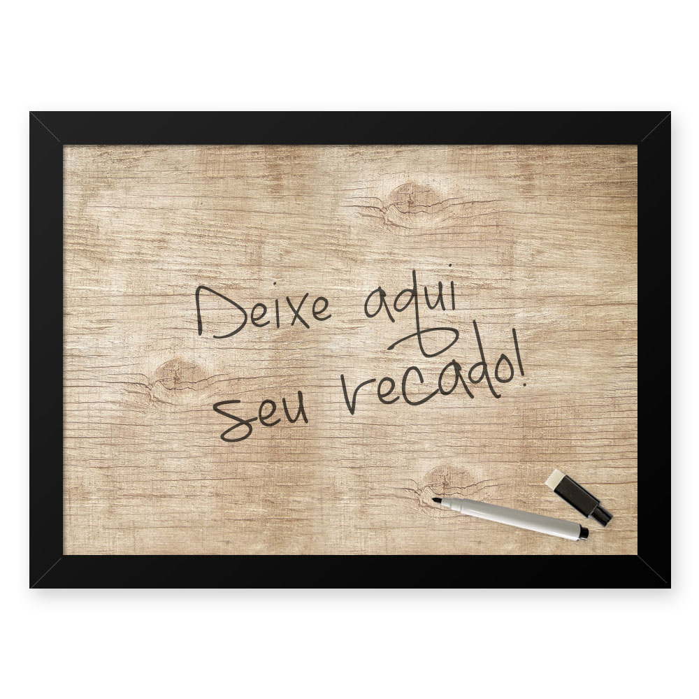 Quadro Decorativo Para Recados  33x43cm Nerderia e Lojaria madeira preto