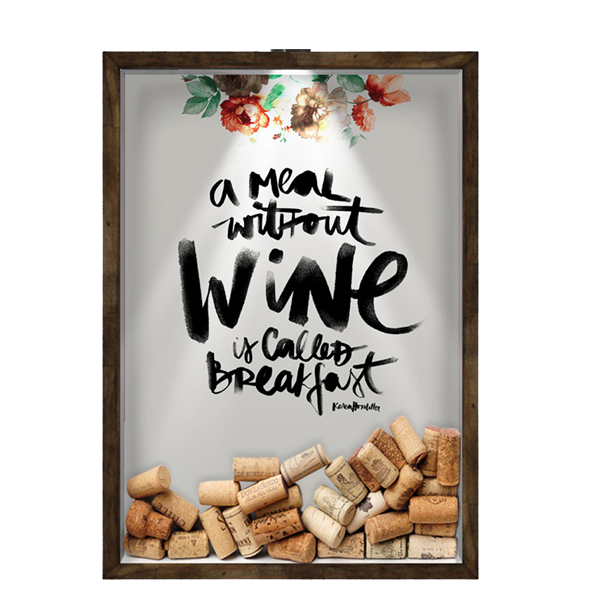Quadro Decorativo Porta Rolha Vinho Nerderia -Iluminação Led