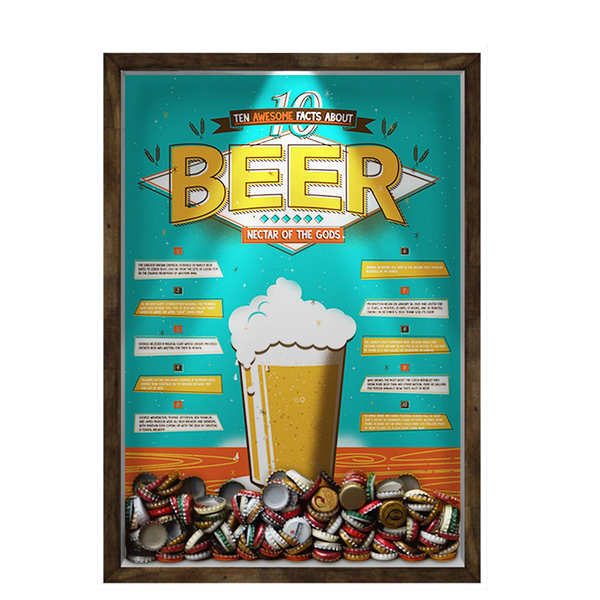 Quadro Decorativo Porta Tampinha/Lacre Cerveja Nerderia -Iluminação Led