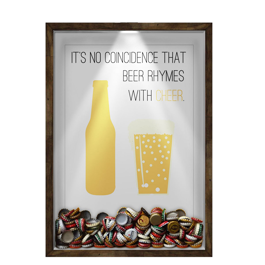 Quadro Decorativo Porta Tampinha/Lacre Cerveja Nerderia -Iluminação Led