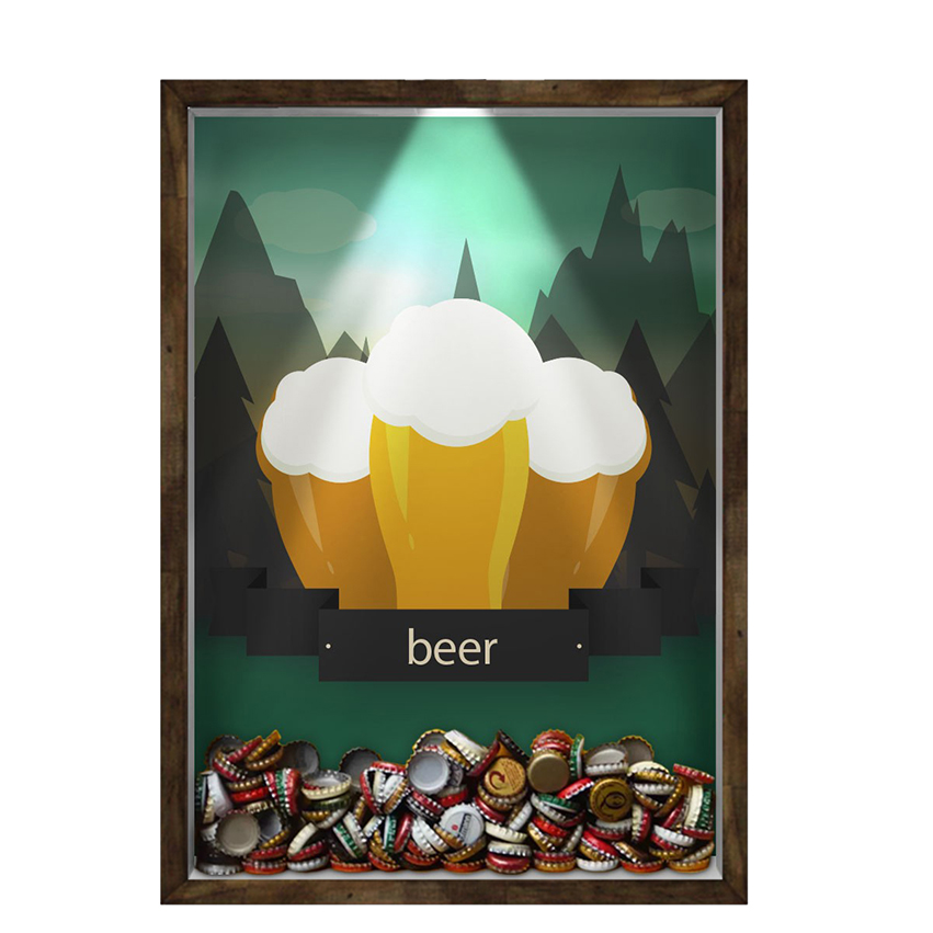 Quadro Decorativo Porta Tampinha/Lacre Cerveja Nerderia -Iluminação Led