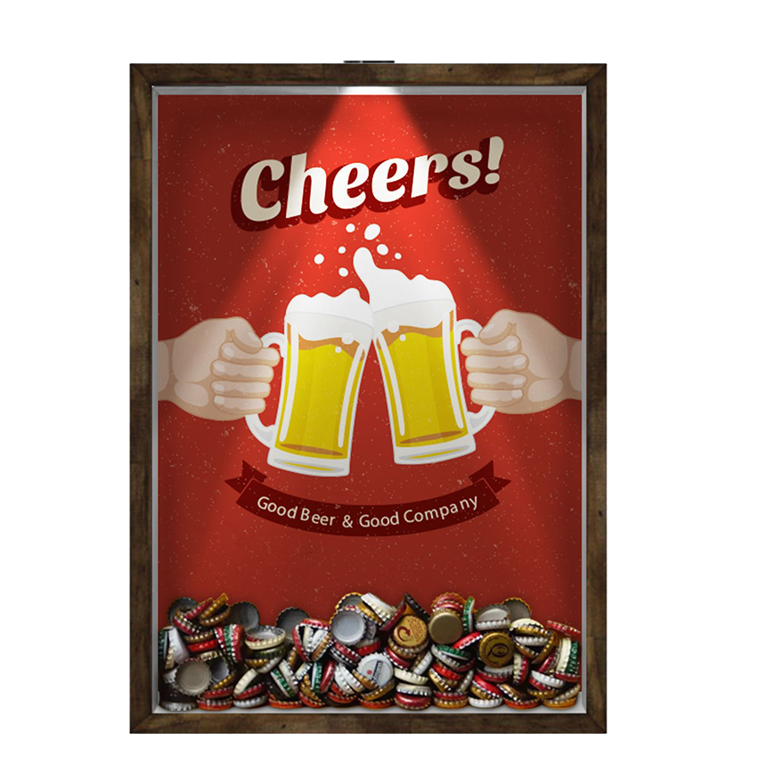 Quadro Decorativo Porta Tampinha/Lacre Cerveja Nerderia -Iluminação Led