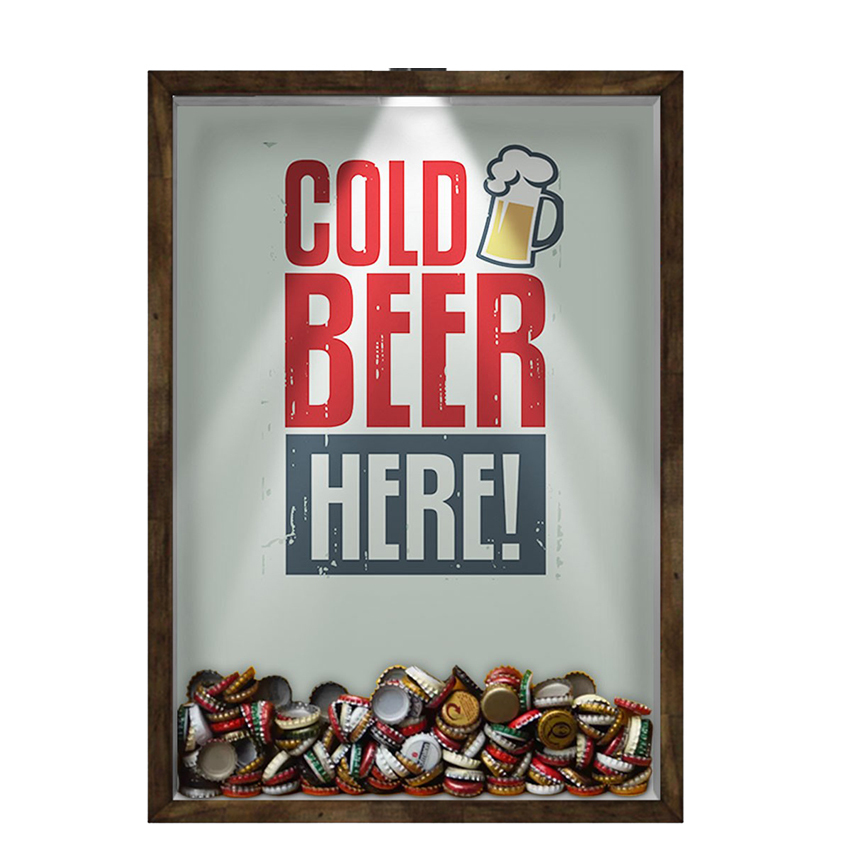 Quadro Decorativo Porta Tampinha/Lacre Cerveja Nerderia -Iluminação Led