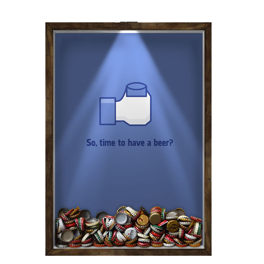 Quadro Decorativo Porta Tampinha/Lacre Cerveja Nerderia -Iluminação Led