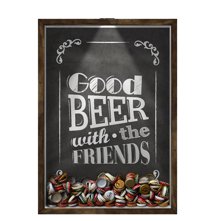 Quadro Decorativo Porta Tampinha/Lacre Cerveja Nerderia -Iluminação Led