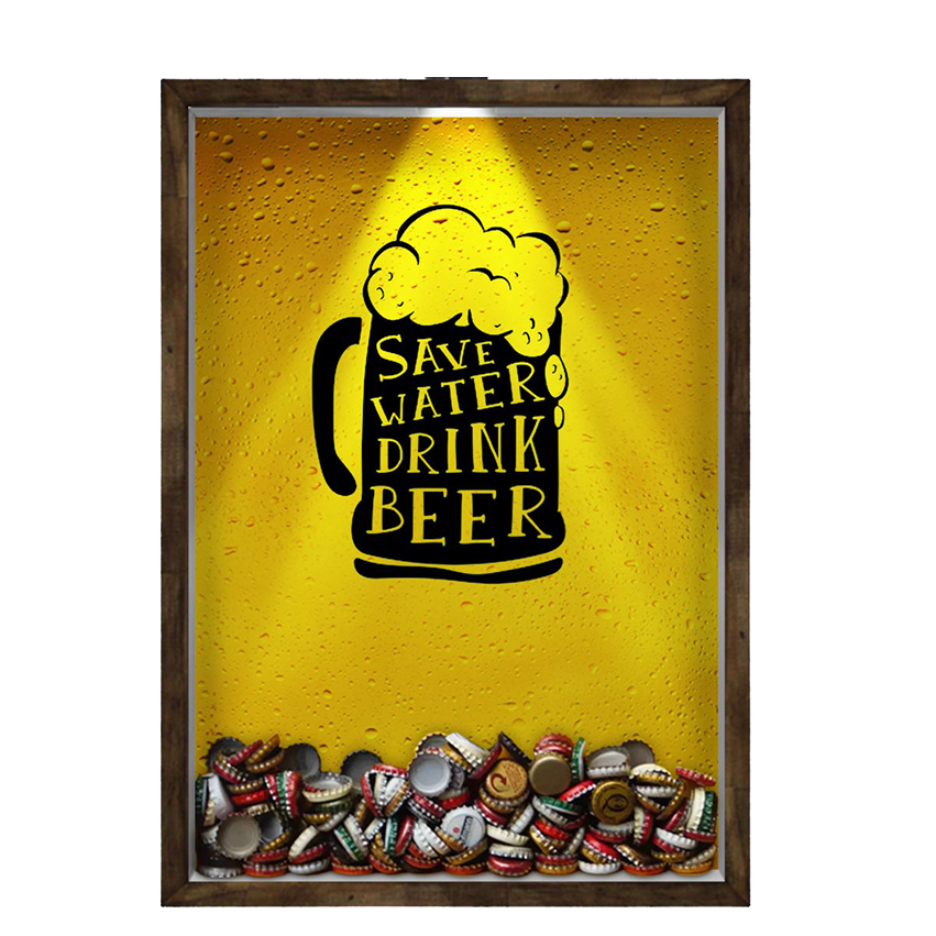 Quadro Decorativo Porta Tampinha/Lacre Cerveja Nerderia -Iluminação Led