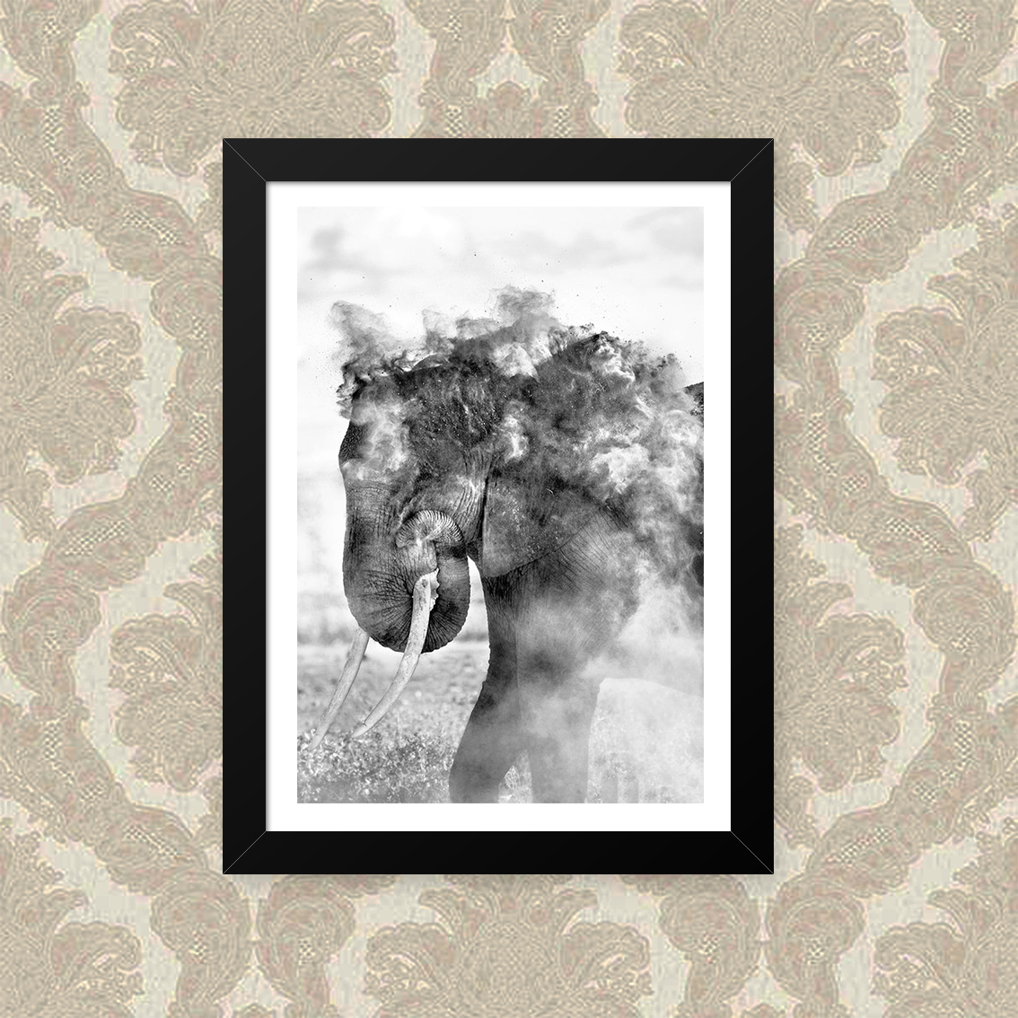Quadro Elefante Fumaça 23X33cm