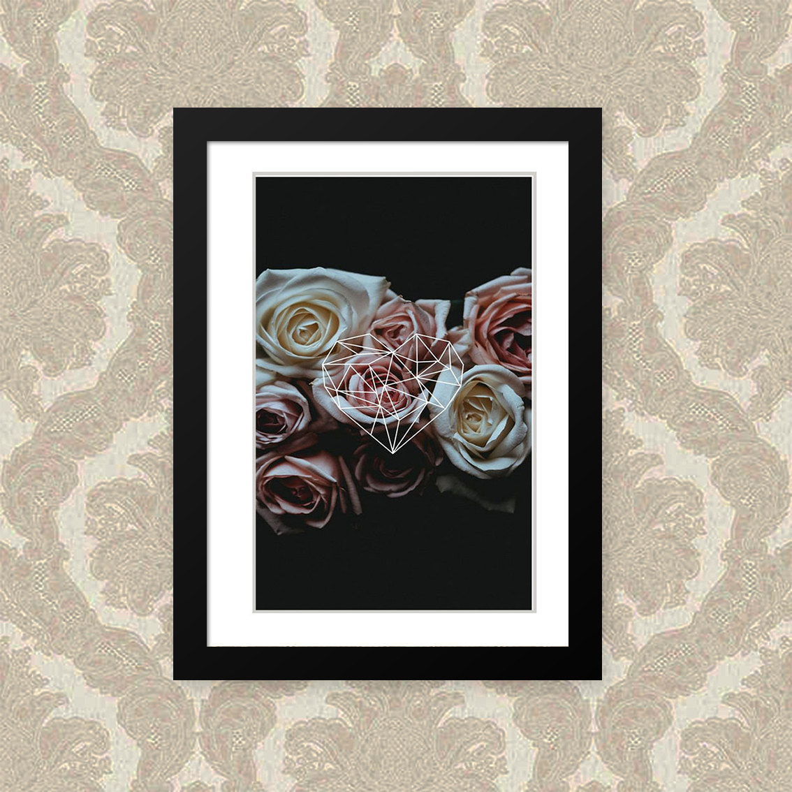 Quadro Flor Coração 23X33