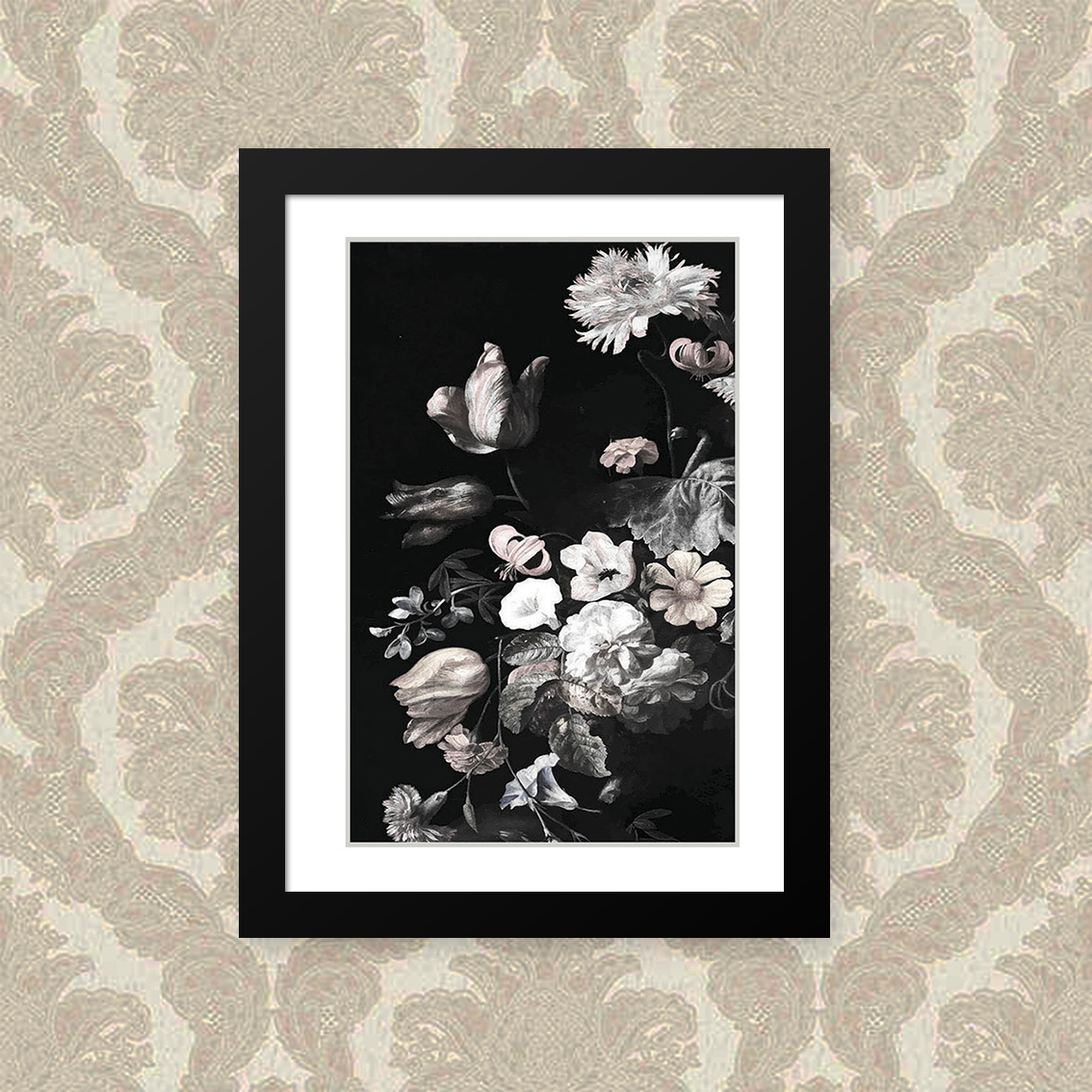 Quadro Flor Fundo Escuro 23X33