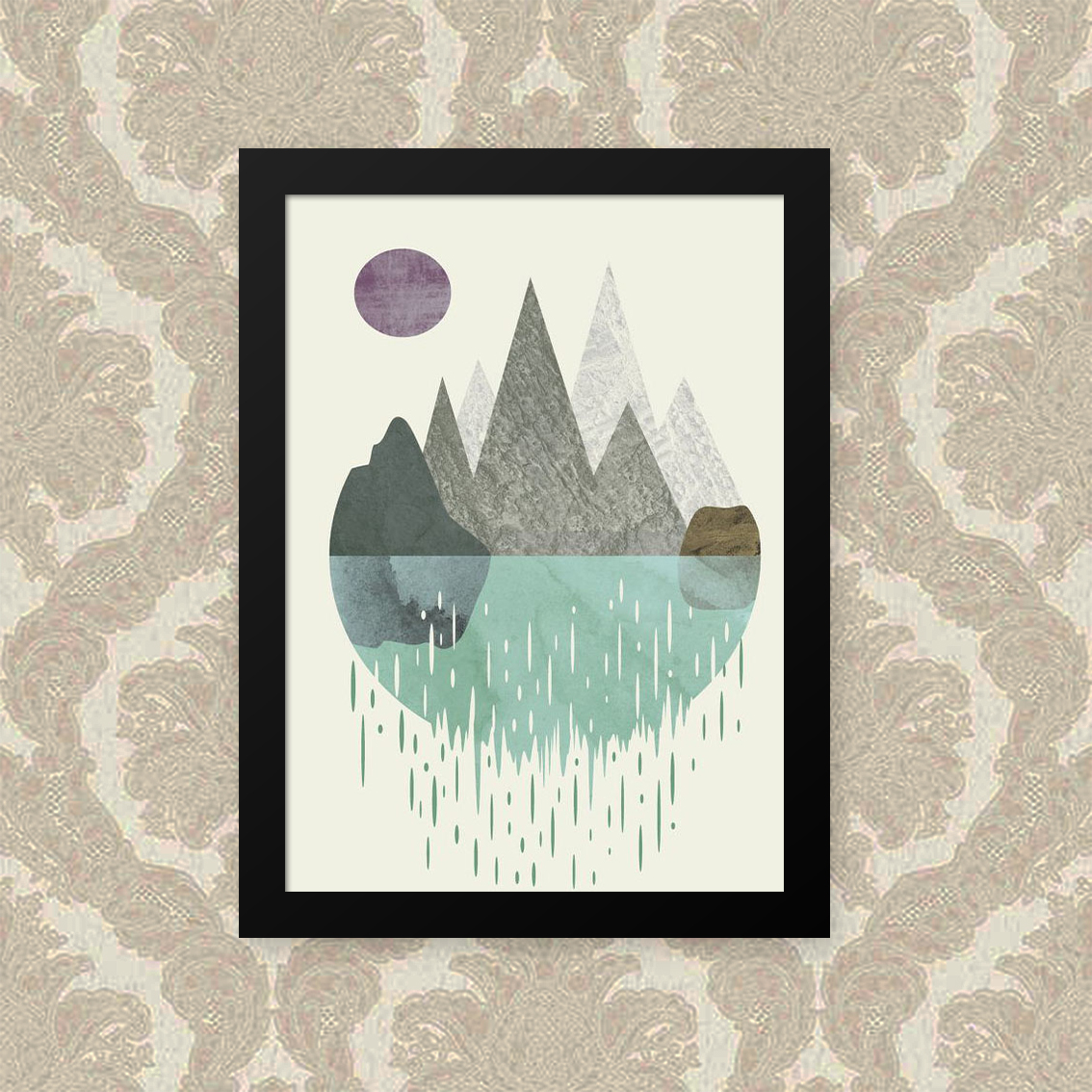 Quadro Ilha Abstrato 23X33