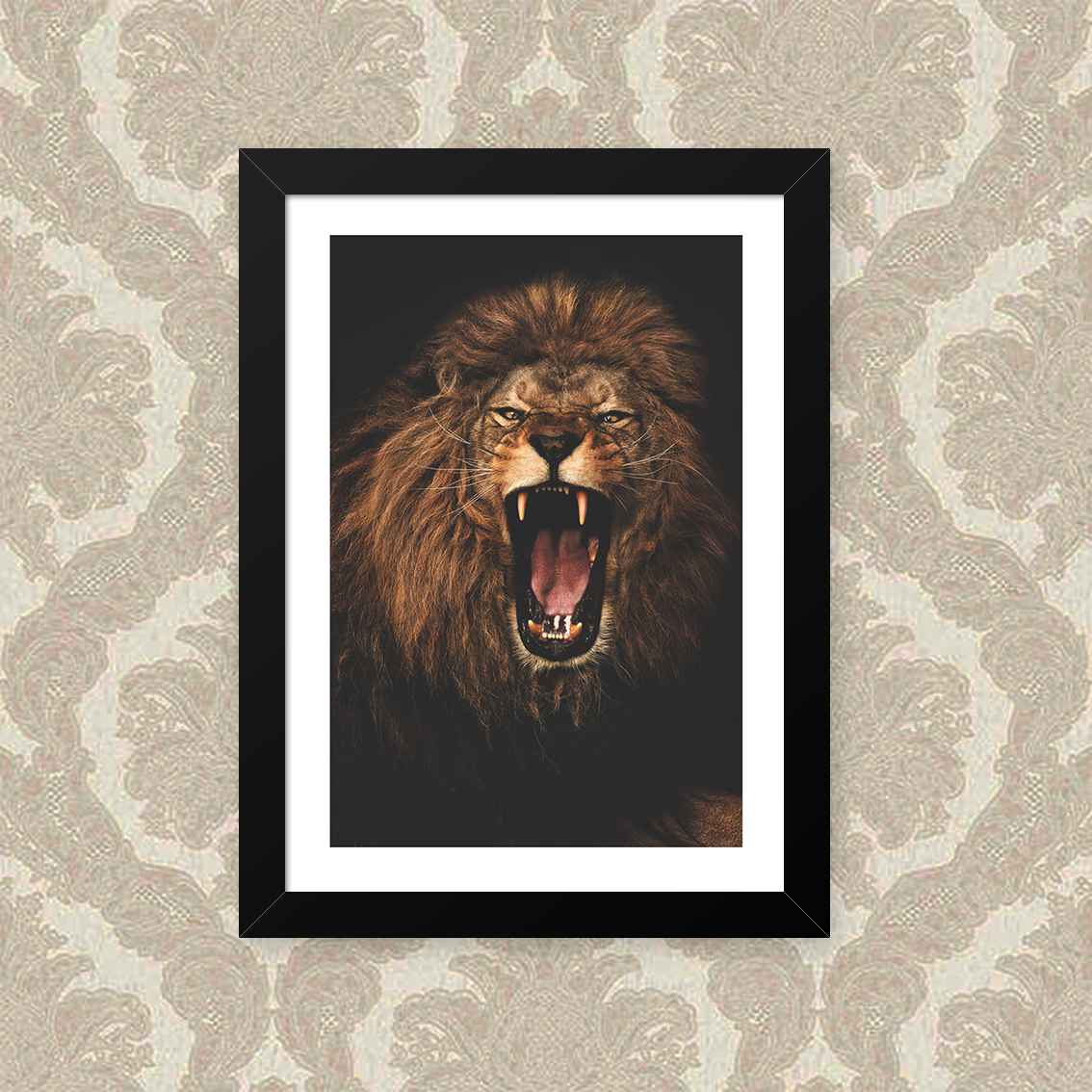 Quadro Leao Sépia 33X43cm