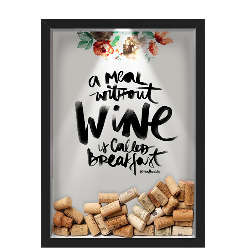Quadro Led Porta Rolhas Nerderia Led Vinho Breakfast