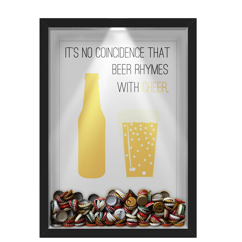 Quadro Led Porta Tampinhas Nerderia Led Cerveja Beer Cheer