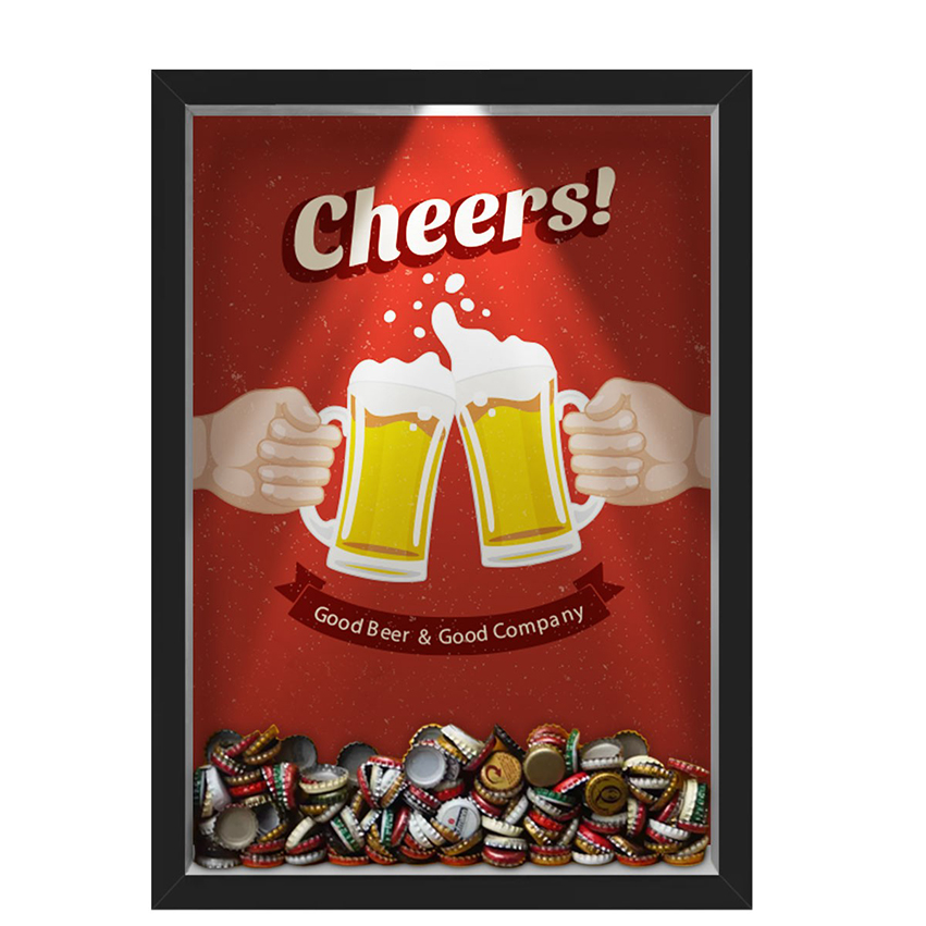 Quadro Led Porta Tampinhas Nerderia Led Cerveja Cheers