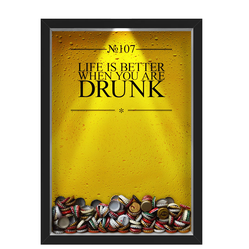 Quadro Led Porta Tampinhas Nerderia Led Cerveja Drunk