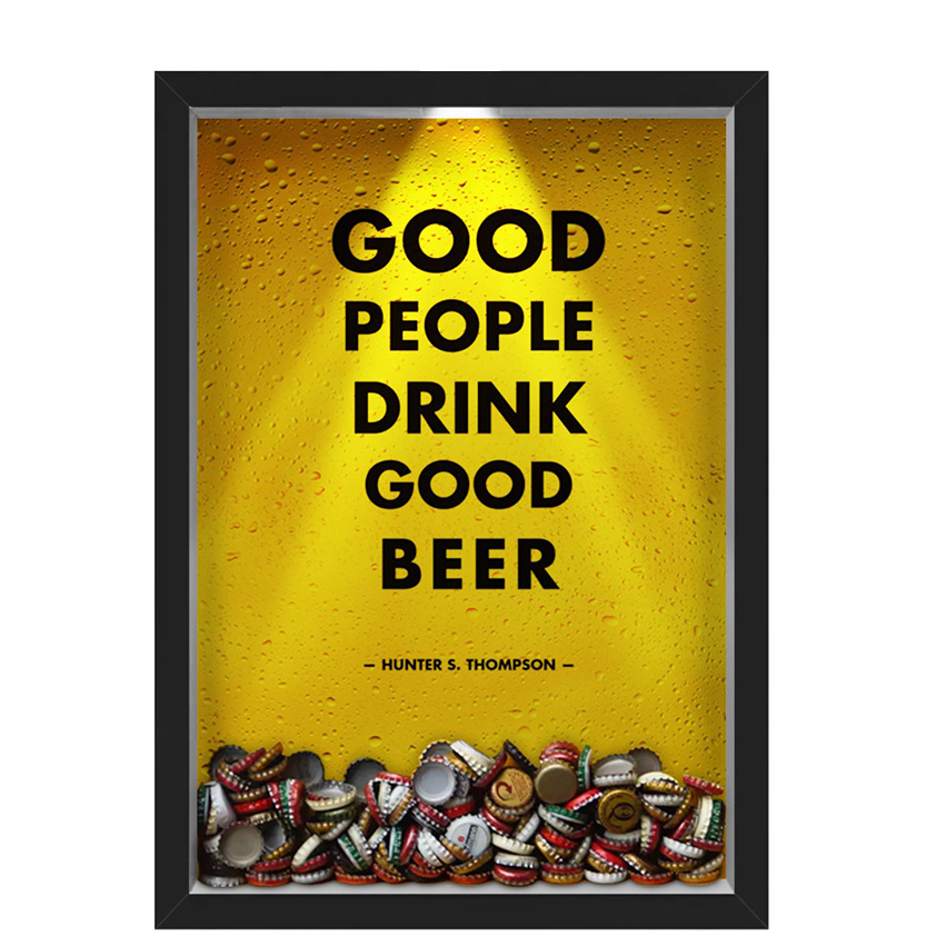 Quadro Led Porta Tampinhas Nerderia Led Cerveja Good People Good Beer