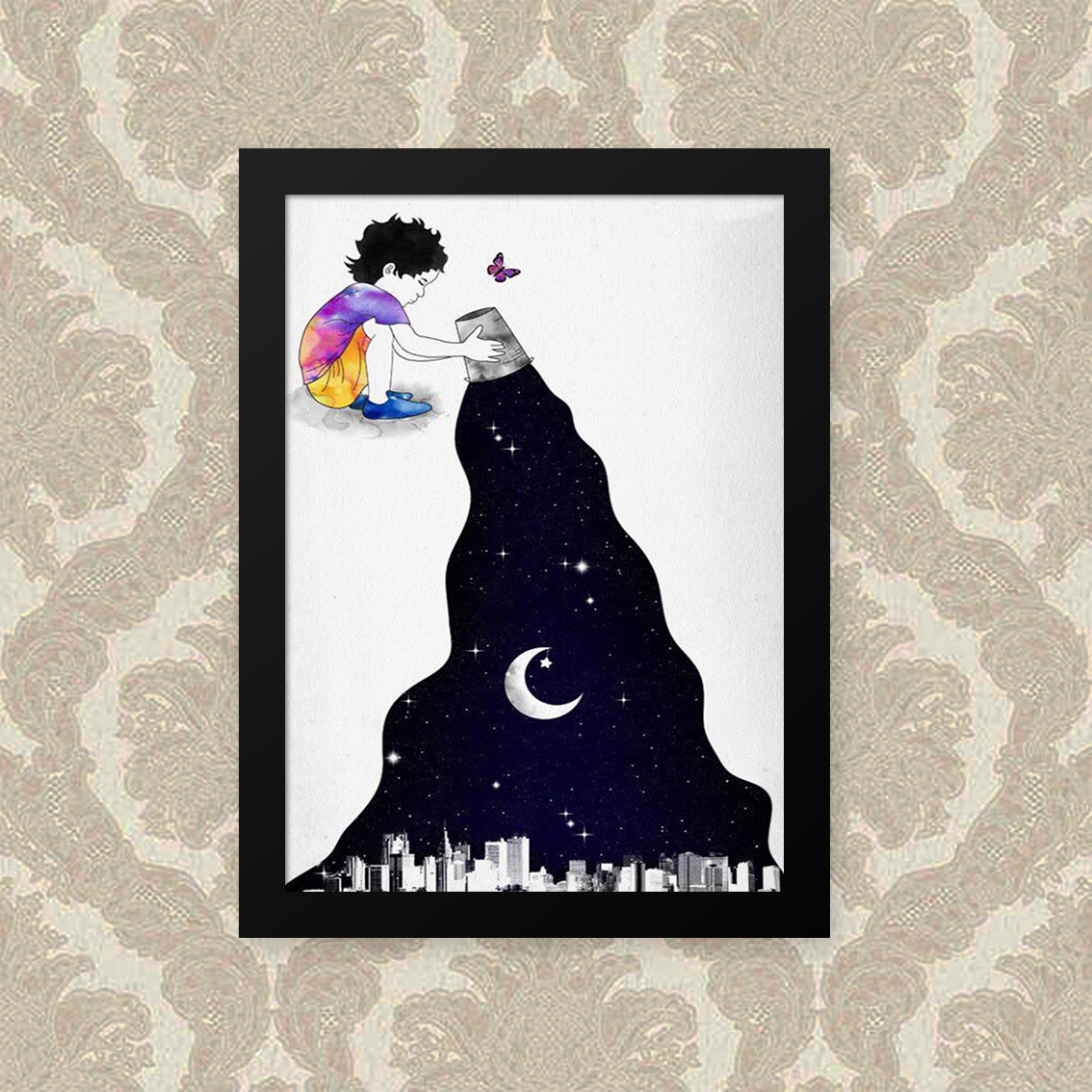 Quadro Menino Espaço 23X33